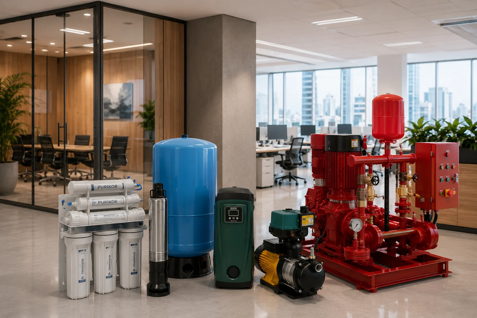 Sistemas de filtración y bombeo para oficinas y comercios